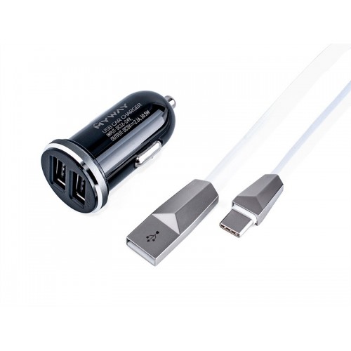 Ładowarka MYWAY 12/24V 2x USB 2.1A + kabel z wtyczką USB-C