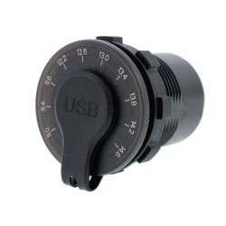 CARMOTION/ Ładowarka do zabudowy USB QC3.0 + USB 6A z woltomierzem i włącznikiem mechanicznymm