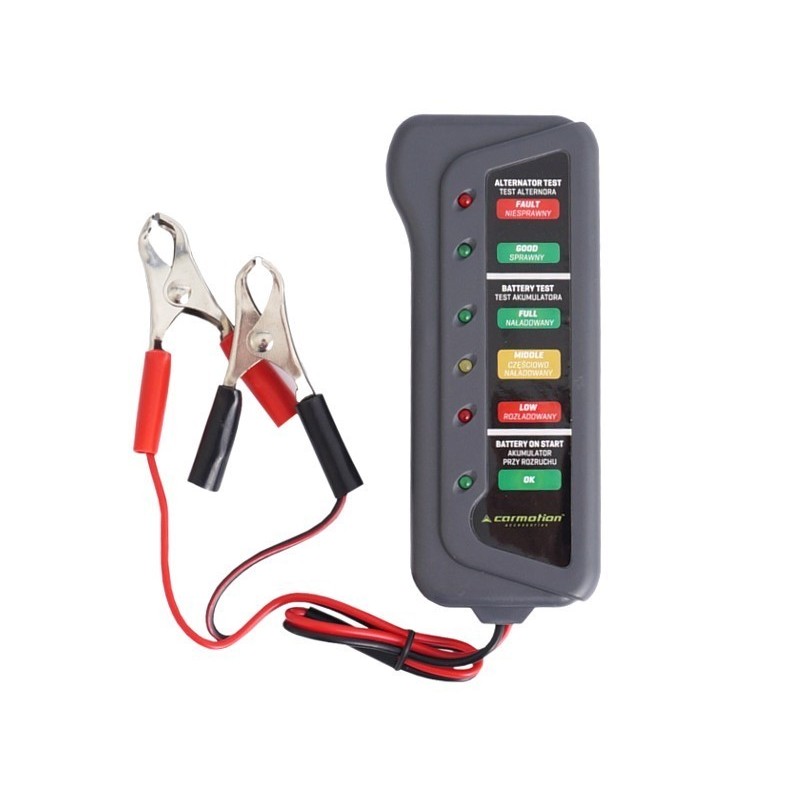 Tester akumulatora i alternatora 12V, z krokodylkami