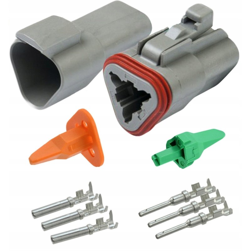 ZŁĄCZE DEUTSCH STECKER KOMPLET WTYCZKA+GNIAZDO DT3PIN