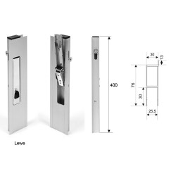 ZAMKNIĘCIE PIONOWE PRAWE Z RYGLEM BOCZNYM W PROFILU ALUMINIOWYM L-400