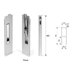 ZAMKNIĘCIE PIONOWE PRAWE Z RYGLEM BOCZNYM W PROFILU ALUMINIOWYM L-400