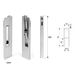 ZAMKNIĘCIE PIONOWE LEKKIE PRAWE W PROFILU ALUMINIOWYM L-400 Z NOSKIEM