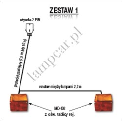 ZESTAW OŚWIETLENIOWY DŁ. 7,5M Z LAMPAMI FT-7