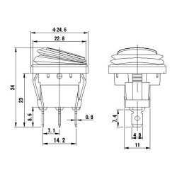 WŁĄCZNIK HERM.PODŚW.OKR. 12/24V A-653 CZERW