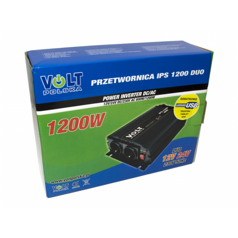 Przetwornica 12/24-230V -600/1200W DUO VOLT