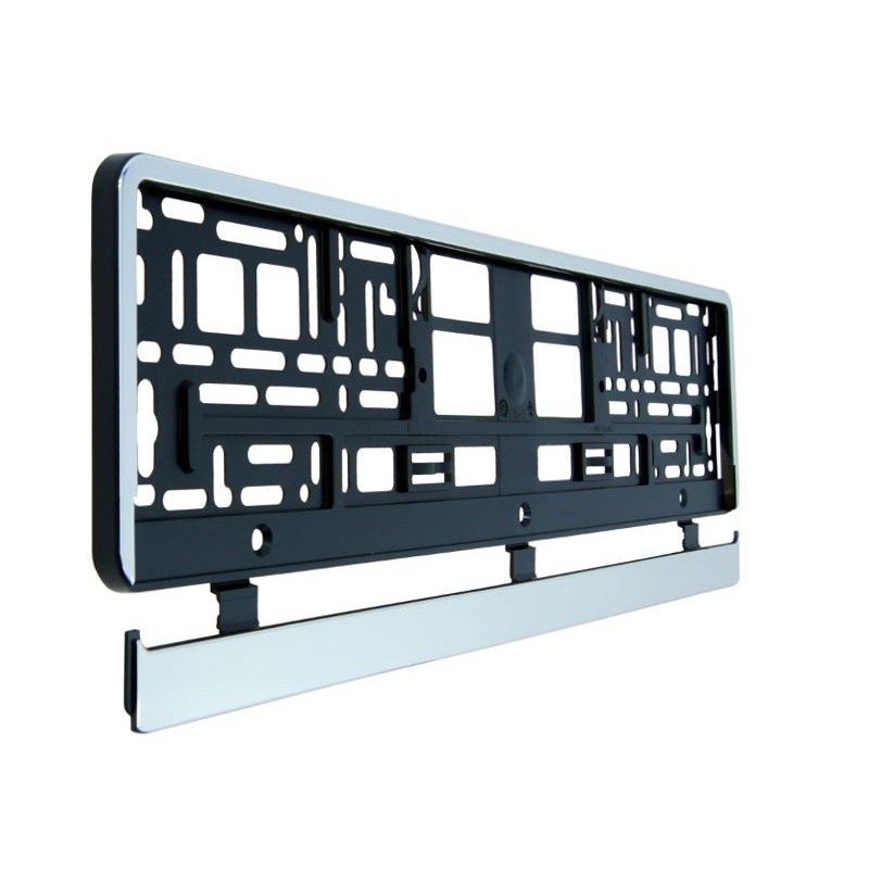 Ramka do mocowania tablic rejestracyjnych - ze srebrną obwódką/L
