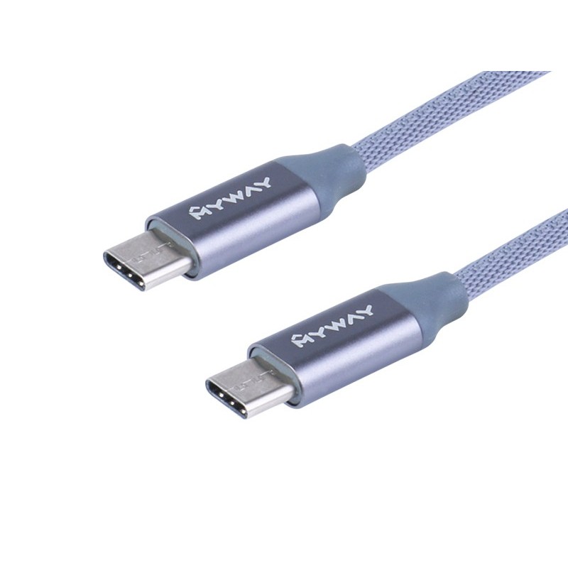 KABEL MYWAY DO ŁADOWNIA I SYNCHRONIZACJI W OPLOCIE Z MIKROFIBRY USB C - USB C V2.0