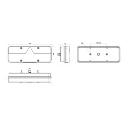 FT-500-145 Lampa tylna żarówkowa KINGPOINT 12-36V, 7-funkcyjna, lewa z oświetleniem tablicy rej. LED, przewód o długości 1m.