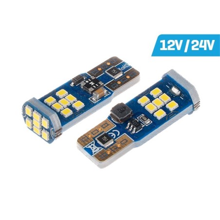 ŻARÓWKA W5W (T10) 12/24V 12X3030 SMD LED, CANBUS, BIAŁA,