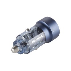 WAYME Ładowarka 12/24V, USB 30W + USB-C PD 45W, przezroczysta niebieska