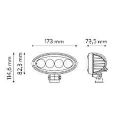 Lampa robocza 4 LED, 60W, combo, owalna do John Deere
