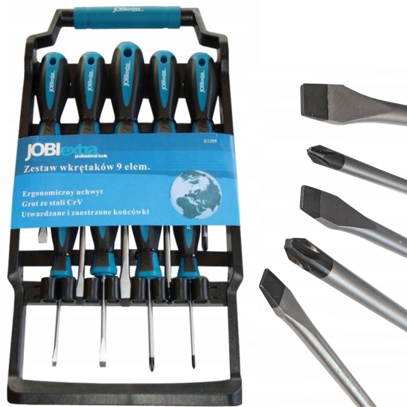 Zestaw śrubokrętów wkrętaki 9el jobi X1209