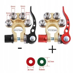 Klemy Zaciskowe Złącza Zaciski Akumulatora Dodatnie Ujemne 6-24V 2 szt